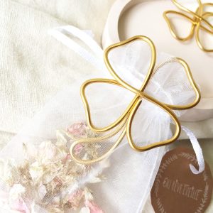 Trèfle/marque-page en filaire doré – romantique