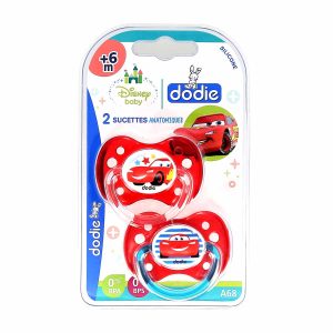 Dodie Sucette Anatomique Silicone +6 mois Cars A68, lot de 2 sucettes