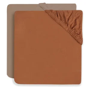 Drap-housse Jersey 60x120cm – Caramel/Biscuit – 2 pièces