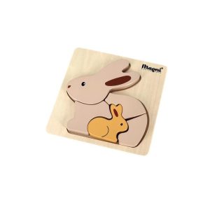 Petit puzzle lapin en bois Beige/Camel