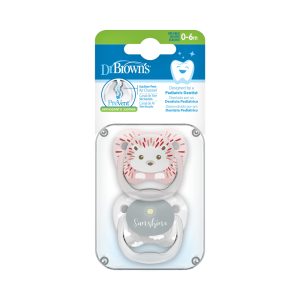 Dr Brown’s Sucettes PreVent 0-6m,Visage d’Animaux Fille Paquet de 2