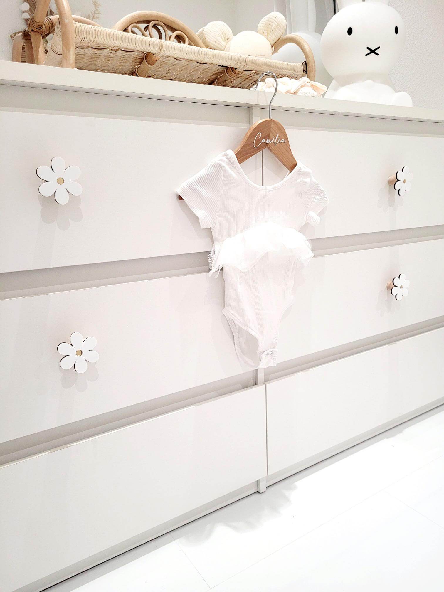 Poignée de tiroir ou de porte marguerite blanche – Image 2