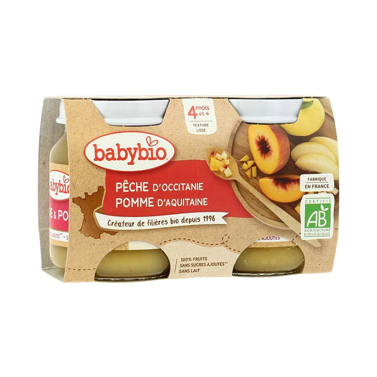 BABYBIO PETIT POT PECHE ET POMME DE NOUVELLE AQUITAINE 2 * 130 G