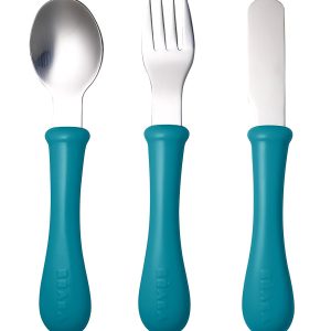Béaba –  Set de 3 couverts en inox pour bébé / enfant – Bleu