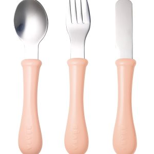 Béaba –  Set de 3 couverts en inox pour bébé / enfant – Rose