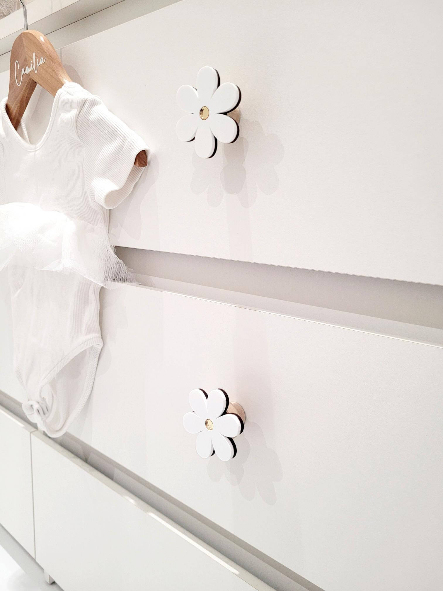 Poignée de tiroir ou de porte marguerite blanche – Image 3