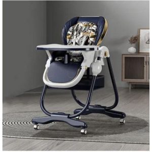 Chaise Haute Bébé Pliante-Dossier Incliné-Hauteur Réglable-Plateau Repas Amovible