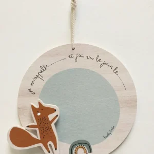 Plaque nouveau né en bois de peuplier Français vert céladon