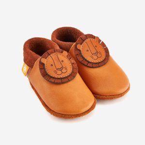 Chaussons en cuir enfant Léo le lion Orangenkinder