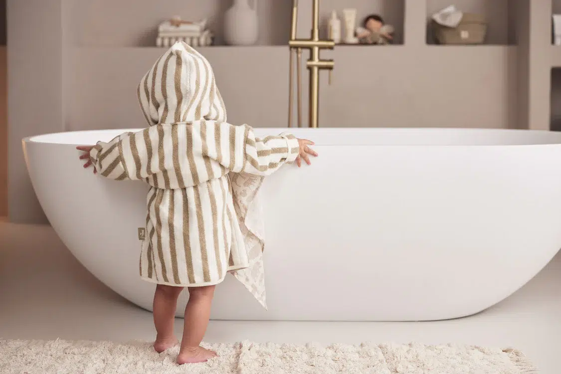 Peignoir 3-4 ans Stripe Éponge – Olive Green – GOTS – Image 6