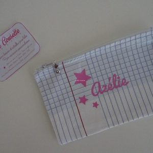 Trousse à personnaliser motifs lignes cahier d&rsquo;école