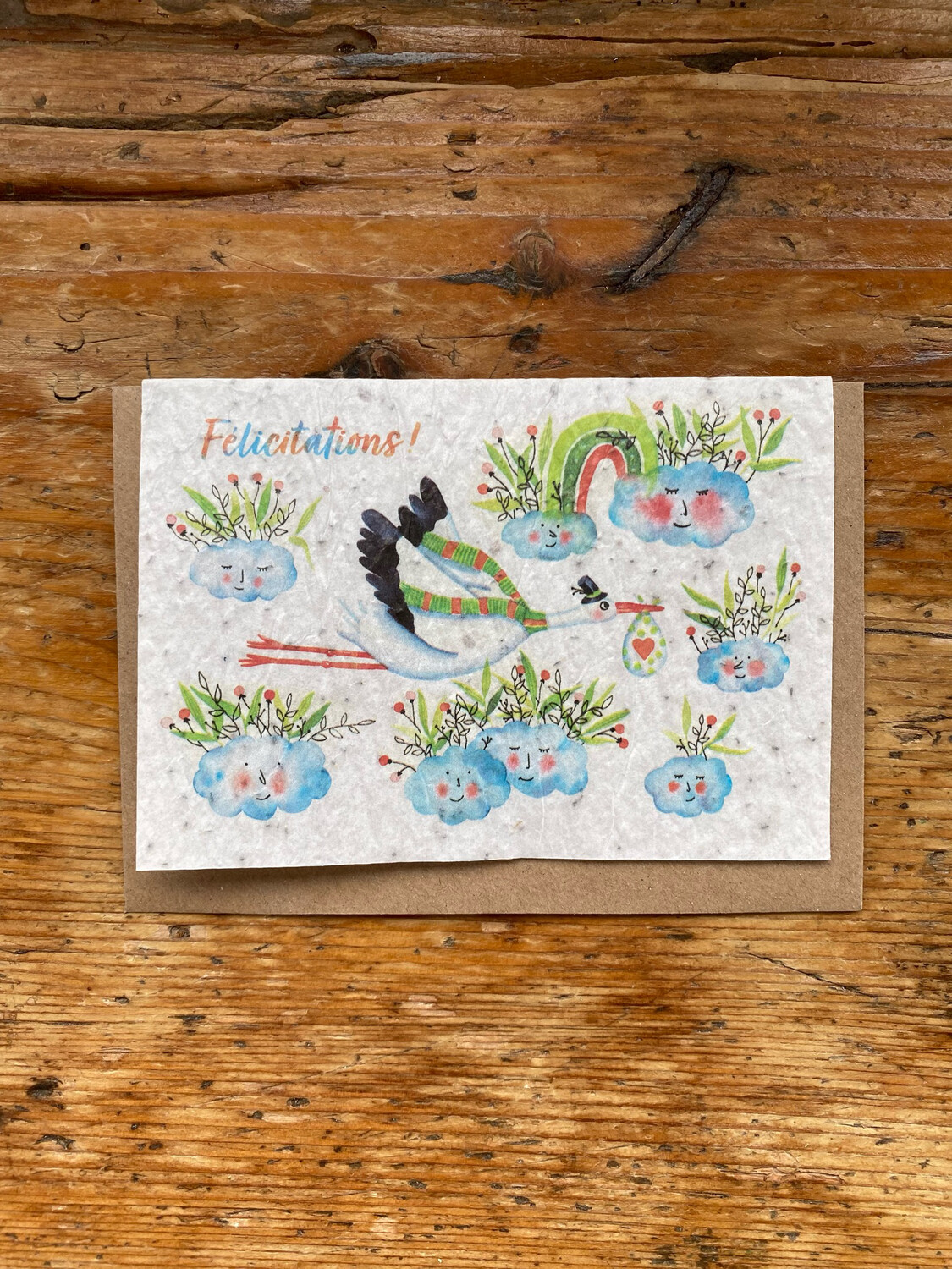 Carte à planter « Félicitations Cigogne » – naissance