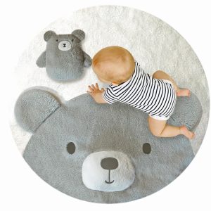 Tapis de jeu en peluche super doux ours gris