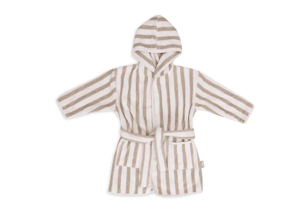 Peignoir 3-4 ans Stripe Éponge – Olive Green – GOTS