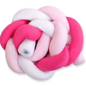 Tresse de lit 180cm Rose Fuchsia Blanc