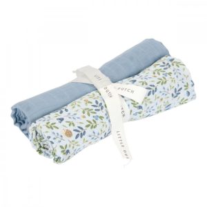 Langes Gaze de Coton mousseline 70 x 70 Forest Adventure & Denim Blue