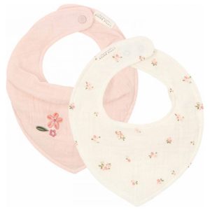 Lot de 2 bavoirs bandana gaze de coton Fairy Blossom