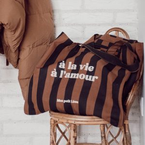 Cabas XXL Rayé « à la vie, à l&rsquo;amour »