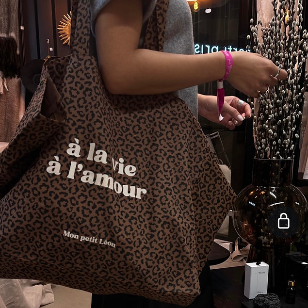 Cabas XXL Léopard Marron À LA VIE À L’AMOUR