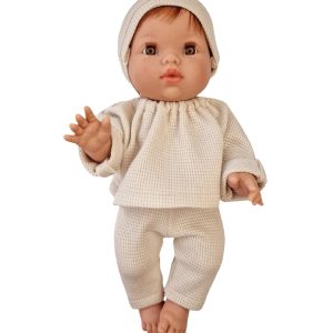 Ensemble 3 pièces beige pour poupée garçon