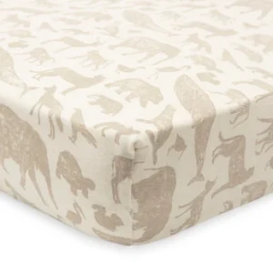 Drap-housse 60×120 Animals Nougat – Jollein
