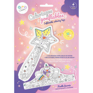 Coloriages Gonflables – 1 baguette magique lumineuse & 1 couronne