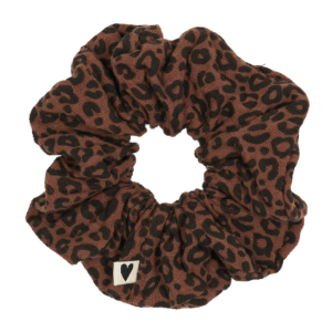 Chouchou gaze de coton léopard marron