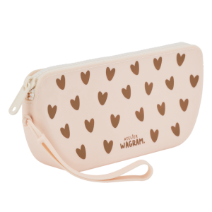 Trousse en silicone coeur crème