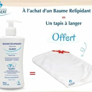 OFFRE GILBERT : BAUME RELIDIDANT 400ML + TAPIS CHANGE OFFERT