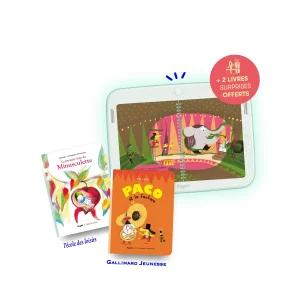 Tablette de lecture Bugali avec 2 livres inclus 3 ans et +