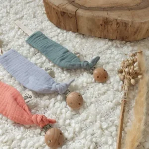 Attache Tétine en double gaze de coton bio uni