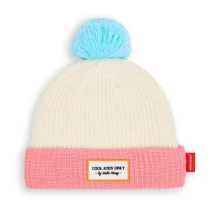 Bonnet enfant pompon Hello Hossy / Block pink ice