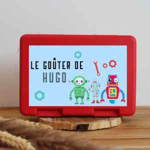 Boîte à goûter personnalisable – robot Hugo