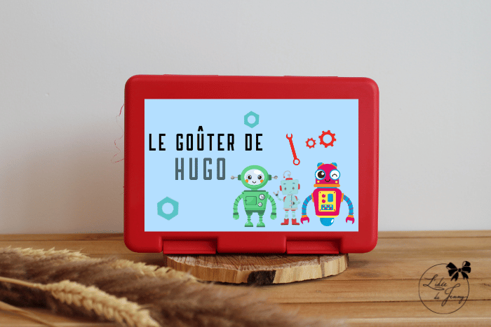 Boîte à goûter personnalisable – robot Hugo