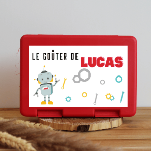Boîte à goûter personnalisable – robot Lucas