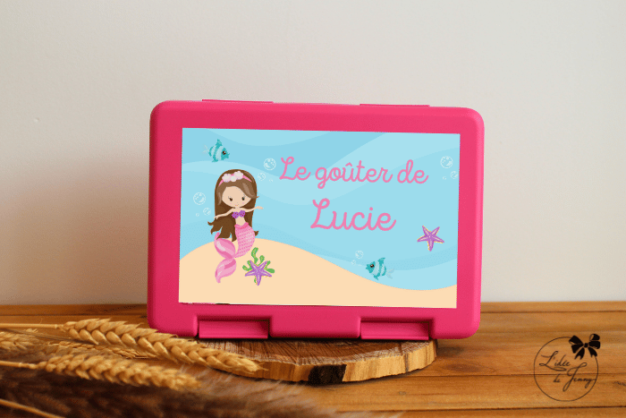 Boîte à goûter personnalisable – sirène Lucie