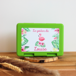 Boîte à goûter personnalisable – flamant rose