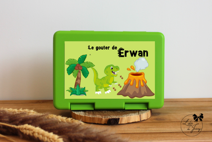 Boîte à goûter personnalisable – dino Erwan
