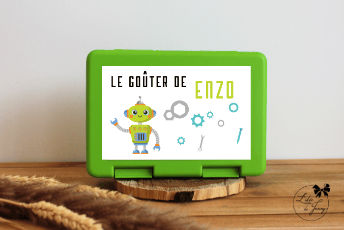 Boîte à goûter personnalisable – robot Enzo