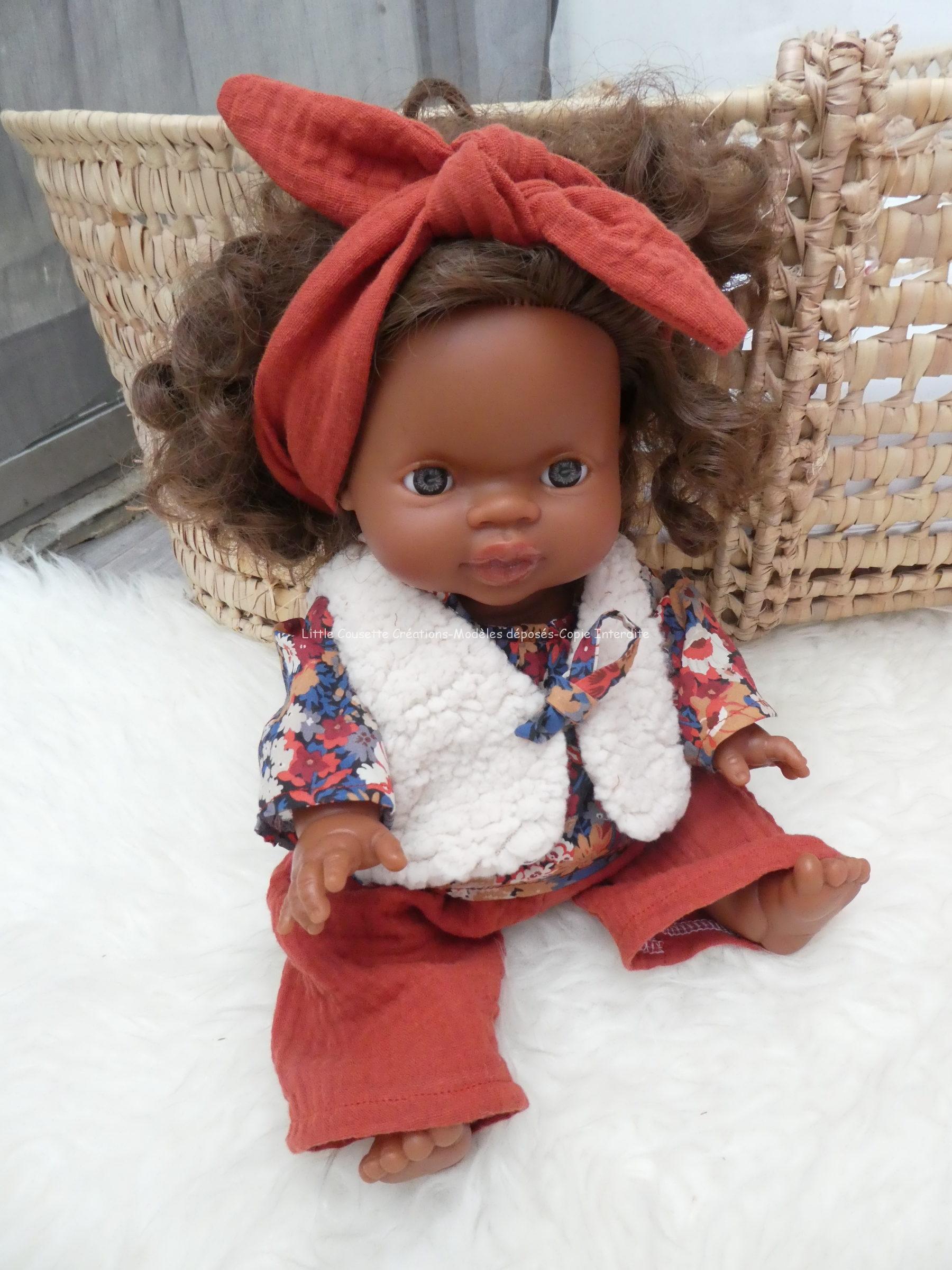 Gilet de Berger pour poupon Gordis de Paola Reina doublé Liberty