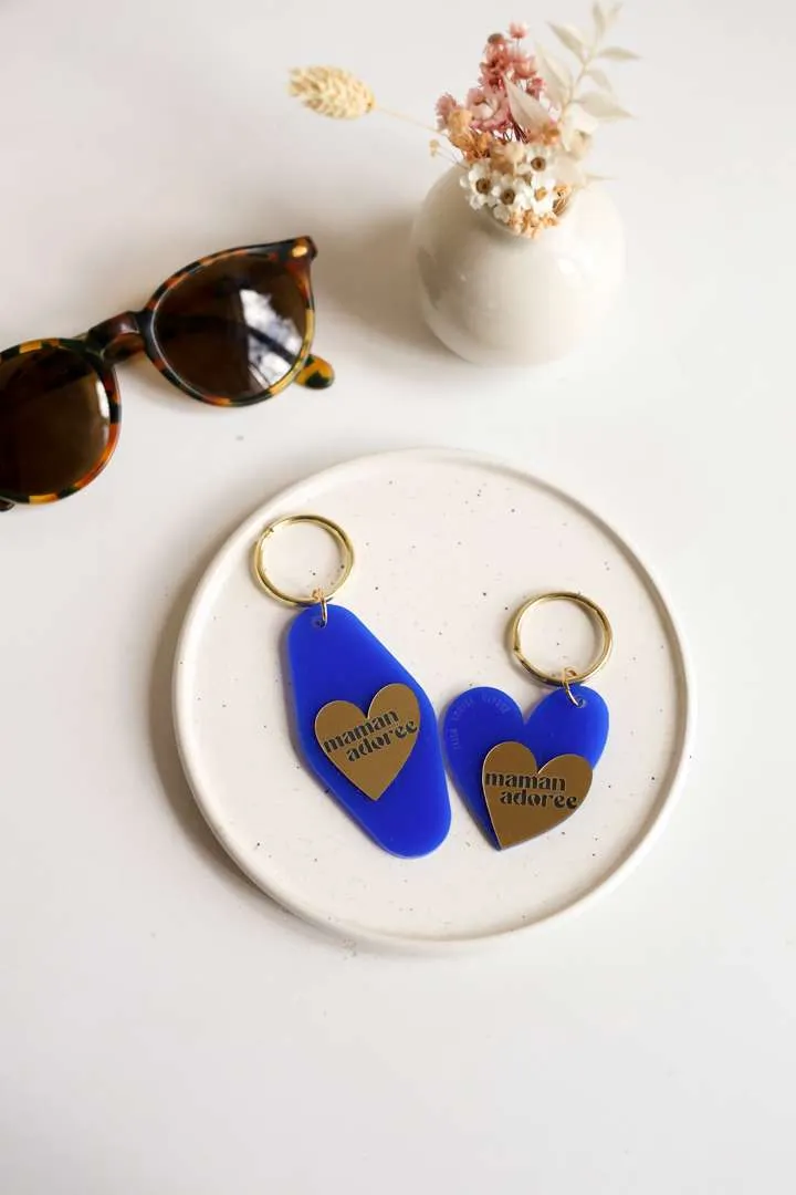 Porte-clé coeur « maman adorée » bleu – Image 2