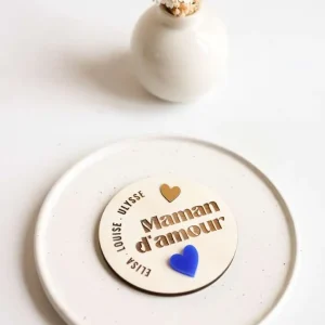 Magnet « maman d&rsquo;amour » bois et bleu