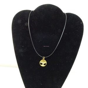 Collier cordon cuir et breloque « arbre de vie »