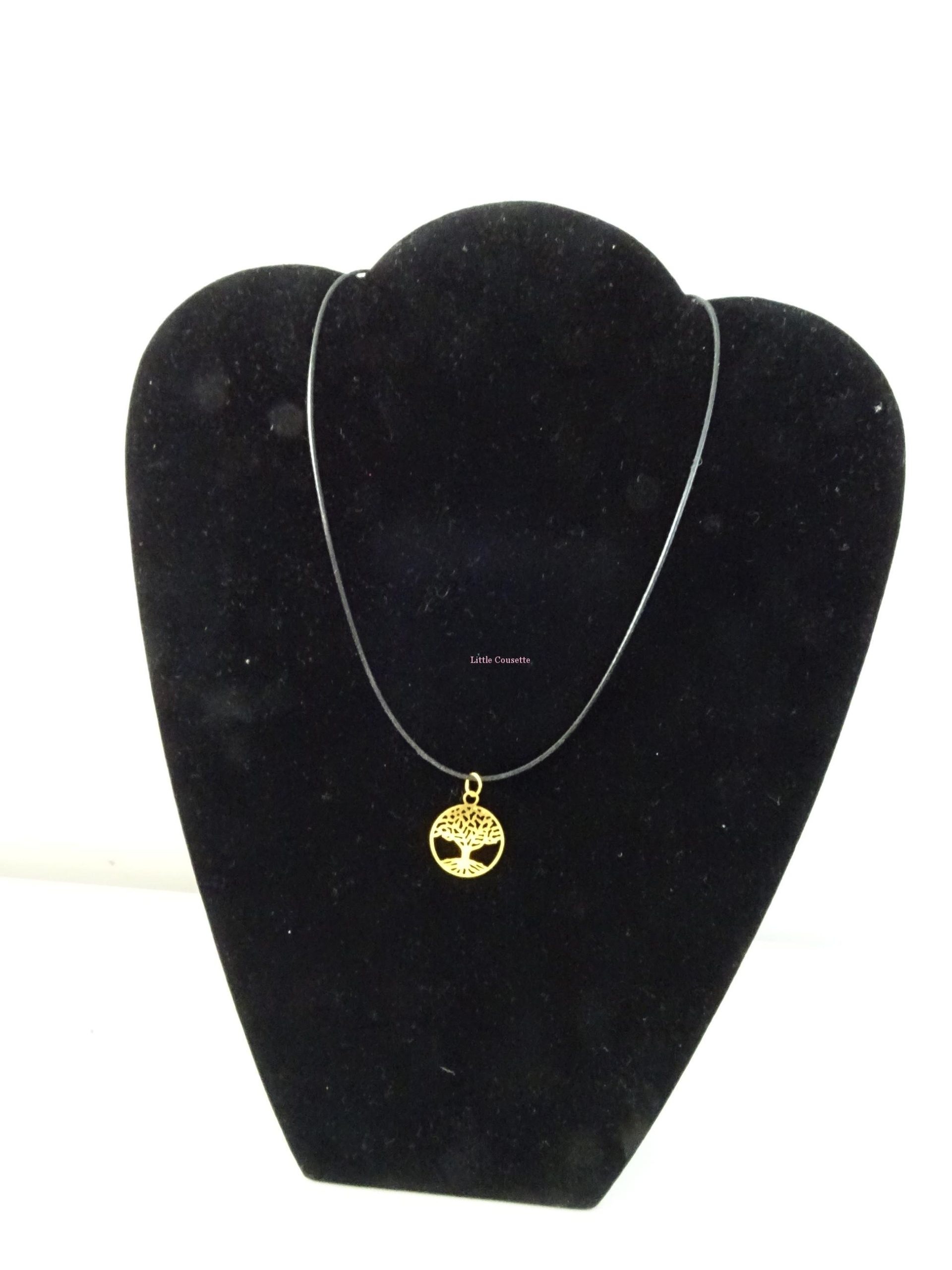 Collier cordon cuir et breloque « arbre de vie »