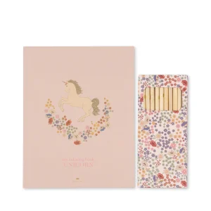 Cahier de coloriage et crayons de couleurs / Licorne