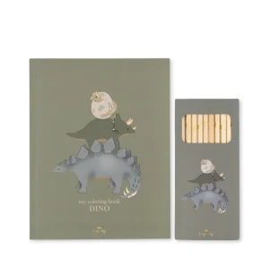 Cahier de coloriage et crayons de couleurs / Dinosaure
