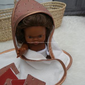 Ensemble cape de bain + 5 lingettes assorties pour poupée-tissu de votre choix-Coffret vêtements et accessoires pour poupons Gordis de Paola Reina