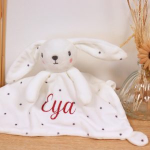 Doudou Lapin personnalisé brodé – Blanc