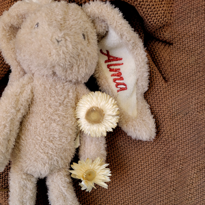 Doudou lapin brodé
