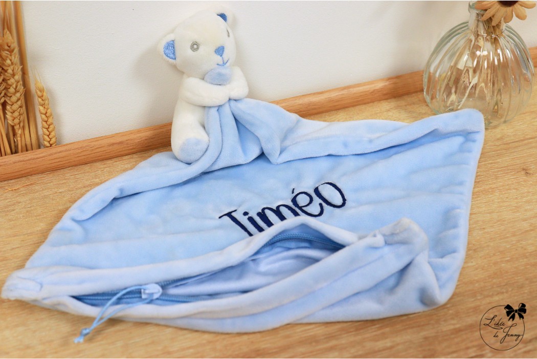 Doudou Pochette Personnalisé – Bleu – Image 2